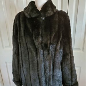 Mobwife Dennis Basso Faux Fur Coat Pockets 98393 with Dust Bag Grannycore Y2K